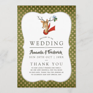 Retro Vintage Reindeer Christmas Wedding Program