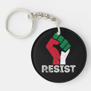 Retro Vintage Resist Palestine fist flag Freedom Key Ring