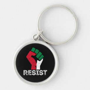 Retro Vintage Resist Palestine fist flag Freedom Key Ring