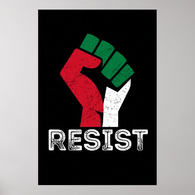 Retro Vintage Resist Palestine fist flag Freedom  Poster (Front)