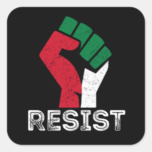 Retro Vintage Resist Palestine fist flag Freedom Square Sticker