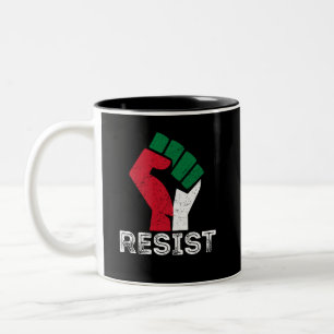 Retro Vintage Resist Palestine fist flag Freedom Two-Tone Coffee Mug