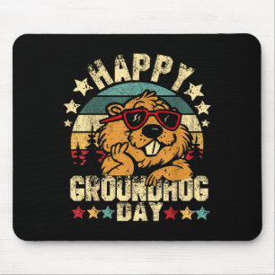 Retro vintage respect the groundhog funny woodchuc mouse pad