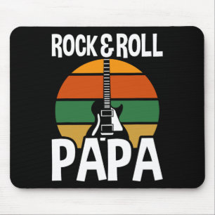 Retro Vintage Rock And Roll Papa Guitar Fathers Da Mouse Pad