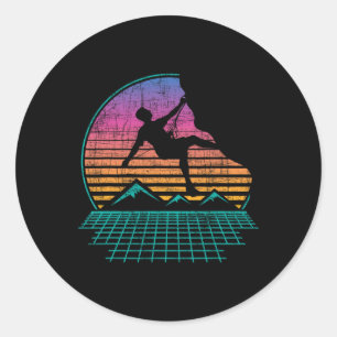 Retro Vintage Rock Climbing - Bouldering Climber L Classic Round Sticker