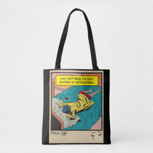Retro Vintage Romance Comic: Pillow Talk Tote Bag