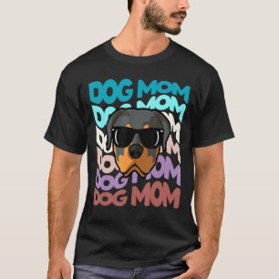 Retro Vintage Rottweiler Dog Mum Cool Sunglasses T-Shirt