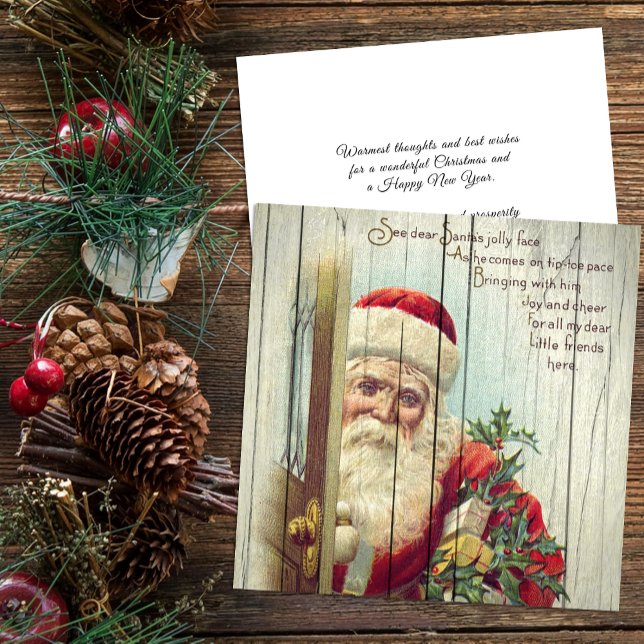 Retro | Vintage Santa Claus Jolly Face Holiday Card (Creator Uploaded)