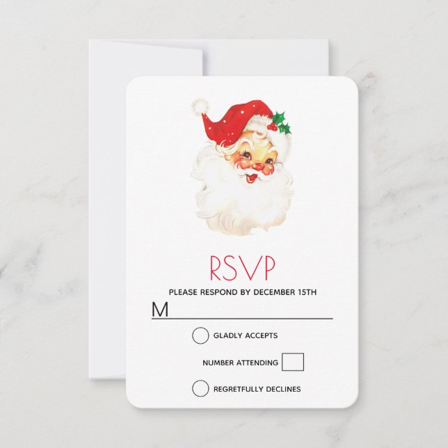 Retro Vintage Santa Claus RSVP Card (Front)