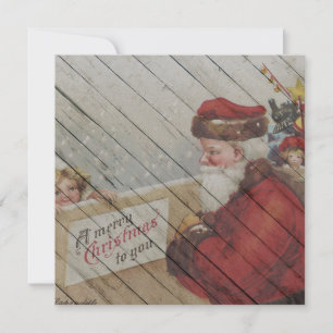 Retro Vintage Santa Claus With Child Holiday Card