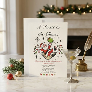 Retro Vintage Santa Martini Christmas Cocktail Invitation