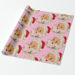Retro vintage Santa pink Christmas Wrapping Paper<br><div class="desc">Pink Background with retro/vintage Santa.</div>