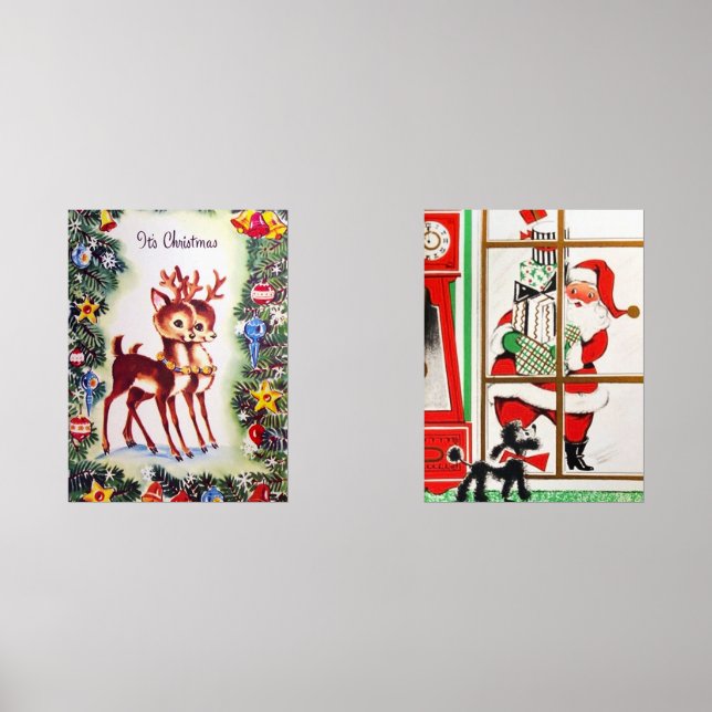 retro vintage Santa reindeer Christmas (Front)