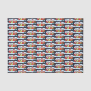 retro vintage Santa scene Holiday Tissue Paper