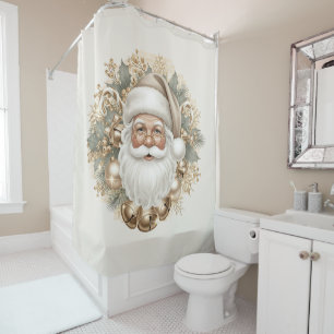 Retro Vintage Santa Shower Curtain