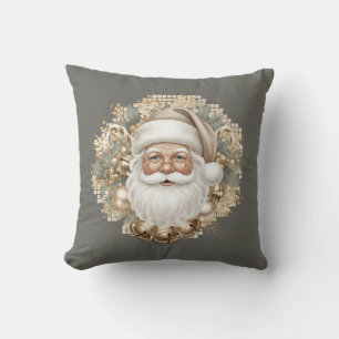 Retro Vintage Santa Throw Pillow