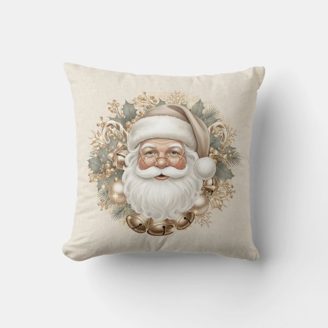 Retro Vintage Santa Throw Pillow (Front)