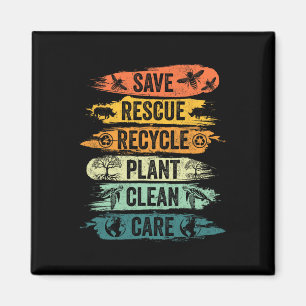 Retro Vintage Save Bees Rescue Animals Recycle Fun Magnet