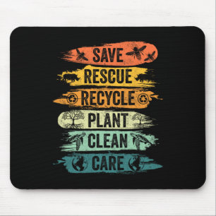 Retro Vintage Save Bees Rescue Animals Recycle Fun Mouse Pad