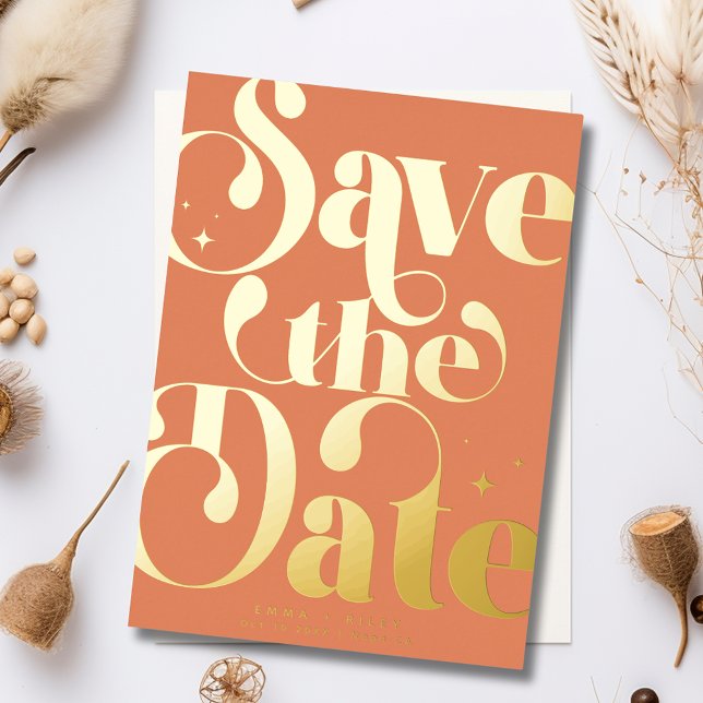 Retro Vintage Save the Date Photo | Terracotta  (Creator Uploaded)