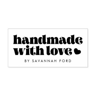 Retro vintage script Handmade with love Self-inking Stamp