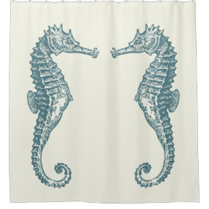 Retro Vintage Seahorse Shower Curtain