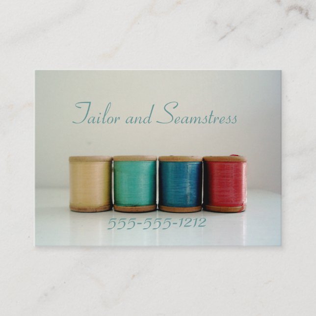 Retro Vintage Seamstress and Tailor Business Cards (Front)