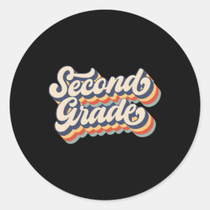 Retro Vintage Second Grade Student Teacher Ck To S Classic Round Sticker