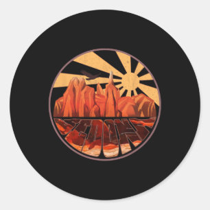 Retro Vintage Sedona Arizona T Shirt Hiking Sunset Classic Round Sticker