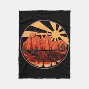 Retro Vintage Sedona Arizona T Shirt Hiking Sunset Fleece Blanket