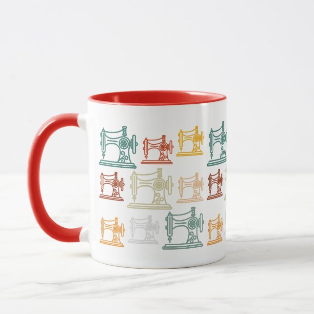 Retro Vintage Sewing Machines Pattern -Sewing Gift Mug (Left)