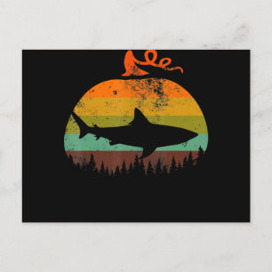 Retro Vintage Shark Pumpkin Halloween Gifts Holiday Postcard