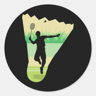 Retro Vintage Shuttle Player Badminton  Classic Round Sticker