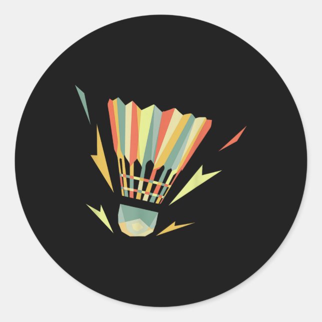 Retro Vintage Shuttle Player Badminton  Classic Round Sticker (Front)