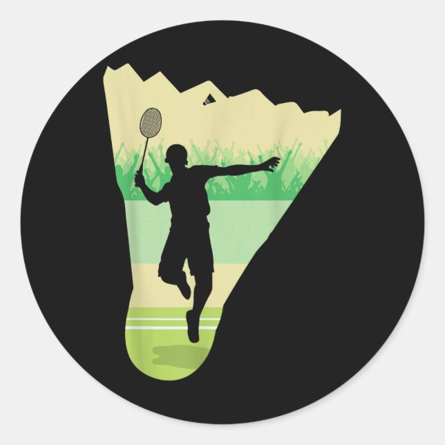 Retro Vintage Shuttle Player Badminton  Classic Round Sticker (Front)