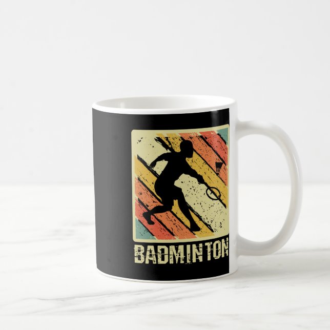 Retro Vintage Shuttle Player Badminton  Coffee Mug (Right)