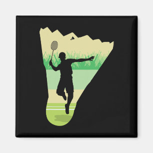 Retro Vintage Shuttle Player Badminton Magnet
