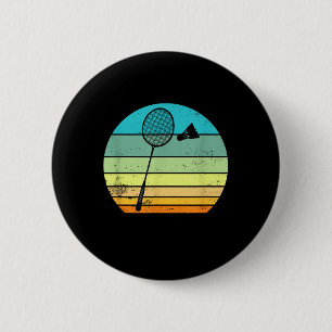 Retro Vintage Shuttle Racket Badminton Player  6 Cm Round Badge