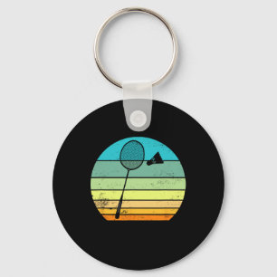 Retro Vintage Shuttle Racket Badminton Player  Key Ring