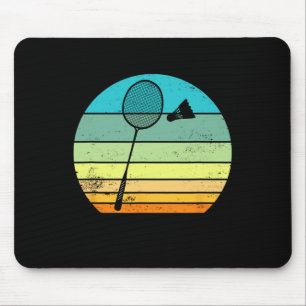 Retro Vintage Shuttle Racket Badminton Player Mouse Pad