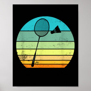 Retro Vintage Shuttle Racket Badminton Player Poster
