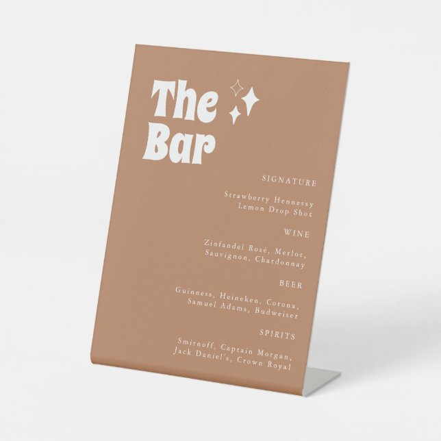 Retro Vintage Simple Modern Wedding Bar Sign (Front)