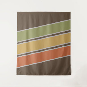 Retro Vintage Simple Three Stripes Brown Tapestry