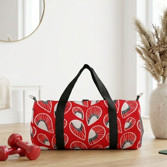 Retro vintage sixties red pattern gym duffle bag (Creator Uploaded)