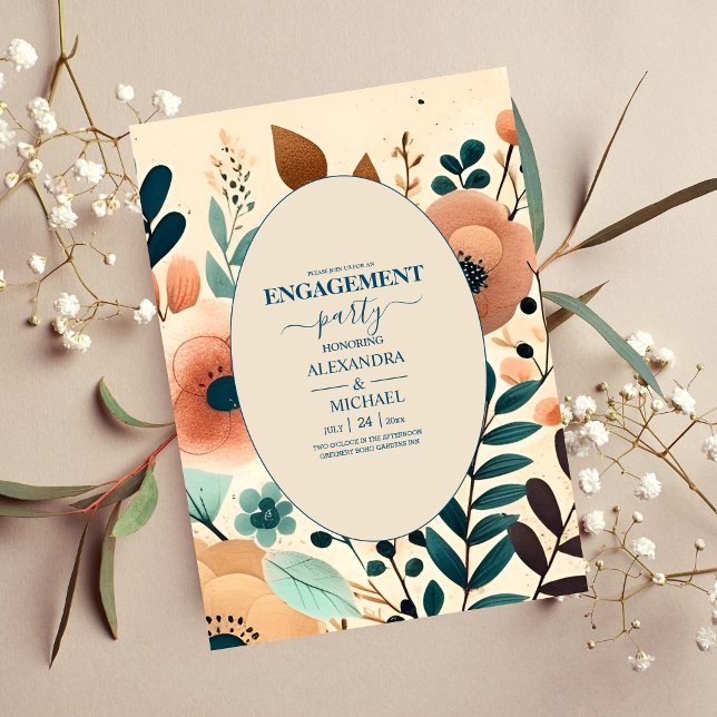 Retro Vintage Sixties Terracotta Engagement Invitation (Creator Uploaded)