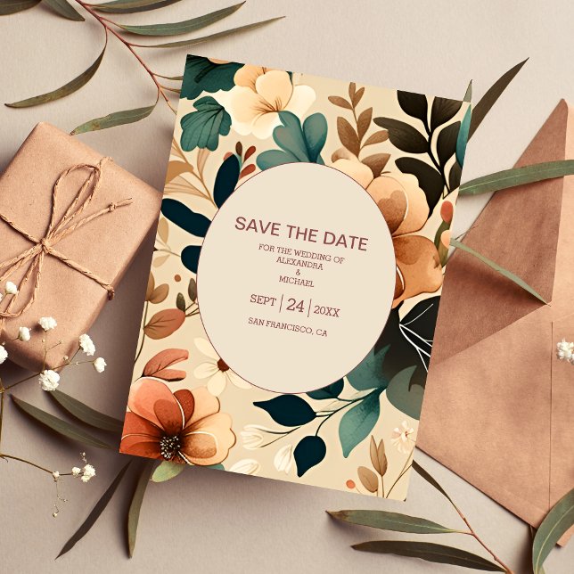 Retro Vintage Sixties Terracotta Wedding Save The Date (Creator Uploaded)