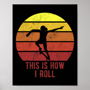 Retro Vintage Skater Girl Skateboard Skateboarding Poster