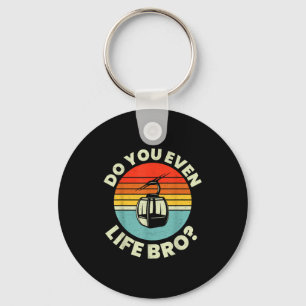 Retro vintage ski do you even lift bro_ key ring
