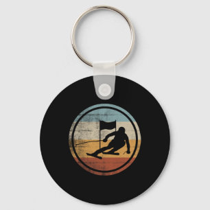 Retro Vintage Ski Skier Design Skiing Slalom Key Ring