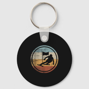 Retro Vintage Ski Skier Design Skiing Slalom Key Ring